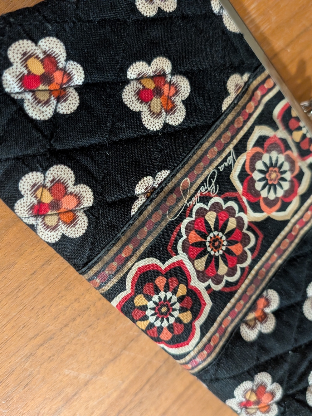 Vera Bradley Black Quilted Floral Clasp Wallet - Picture 3 of 8
